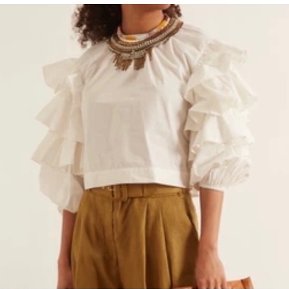 Ulla Johnson Tulia white ruffle sleeve blouse 4